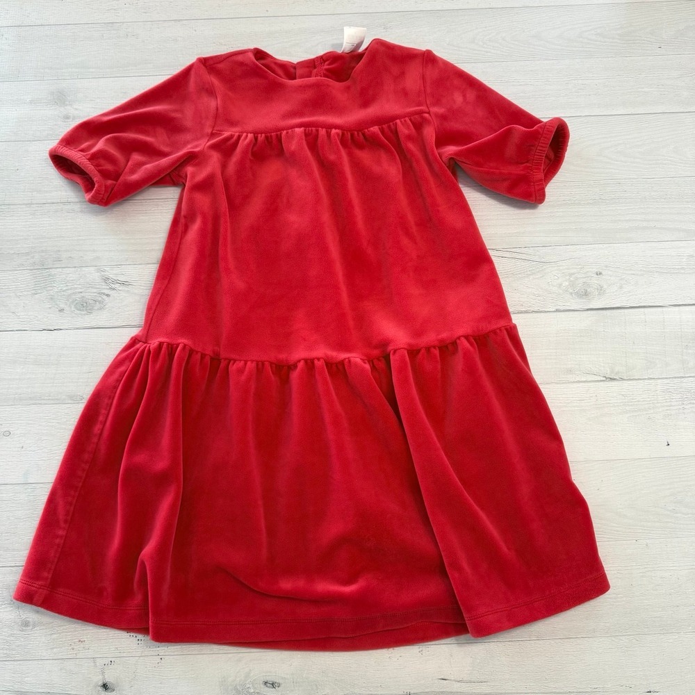 Hanna Andersson girls red velour dress 120 6/7